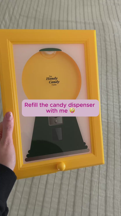HappyCandyWorld™- Premium Candy Dispenser picture frame durable quality, easy to use, just turn the bottom button